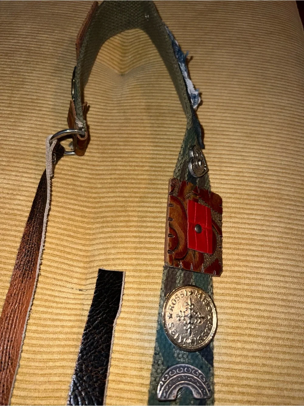 Leather accent belt